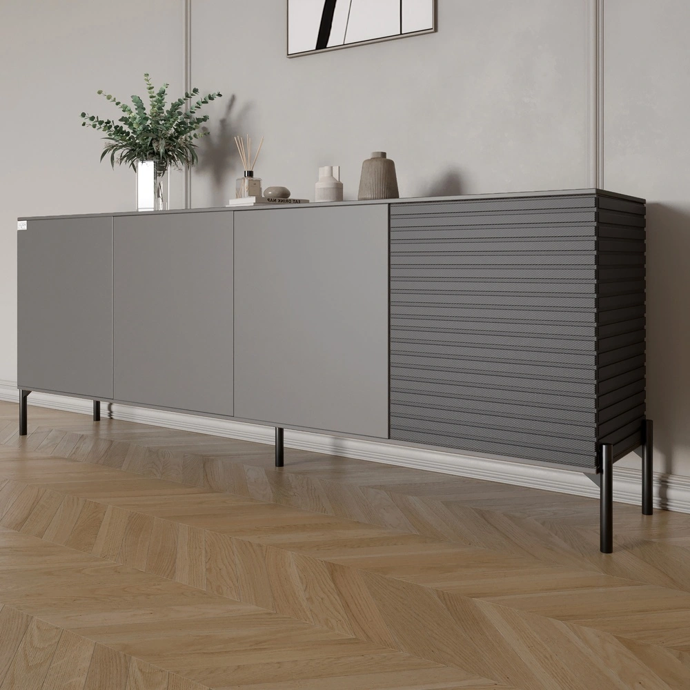 Комод у вітальню на чорних металевих ніжках LION Грей 204x38x76,5 см Антрацит/Асфальт (LION-042373)