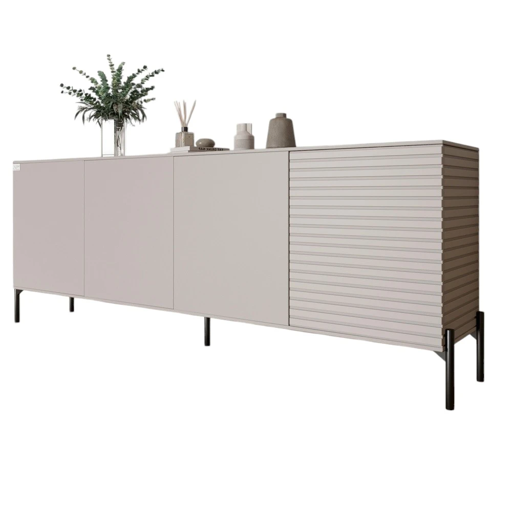 Комод у вітальню на чорних металевих ніжках LION Грей 204x38x76,5 см Кашемір/Кашемір (LION-042633) - 2