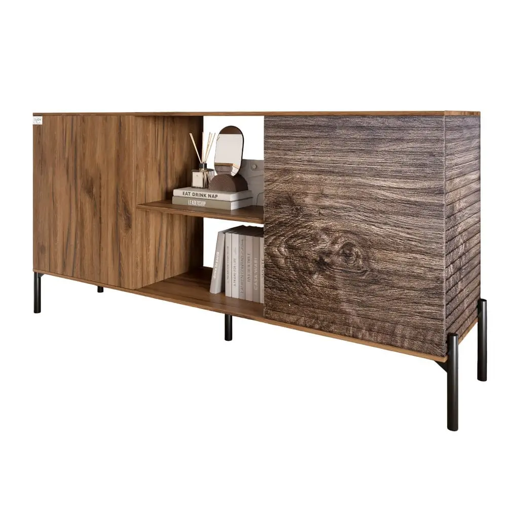 Комод відкритий на чорних металевих ніжках LION Грей Дуб Ліворно/Дерево (LION-042763) - 2