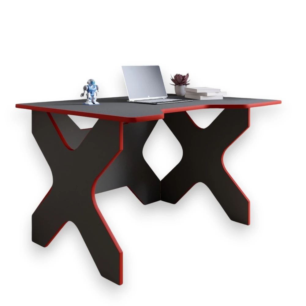 Комп'ютерний стіл LION Донат 120х90х74,5 см Антрацит із червоною кромкою (LION-041698) - 2