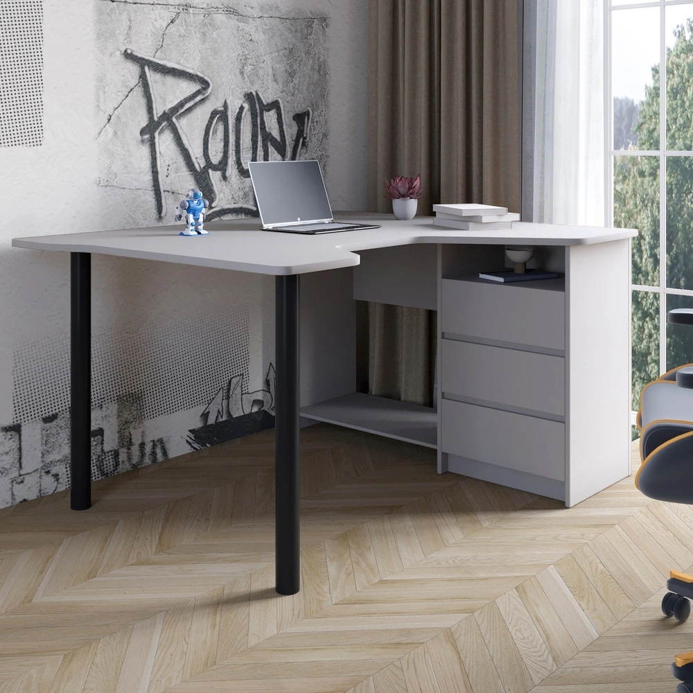 Геймерський комп'ютерний стіл LION Буст кутовий з шухлядами Кашемір (LION-041458)