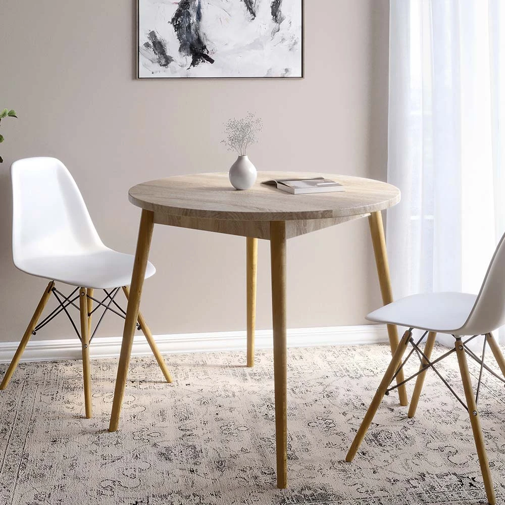 Обідній стіл круглий LION Маямі-1 дерев'яні ніжки Дуб Сонома (LION-041153)