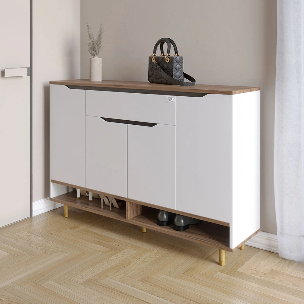 Тумба для взуття у передпокій LION Салліван Тумба-2 Німфея Альба (білий)/Дуб Ліворно (LION-041133)