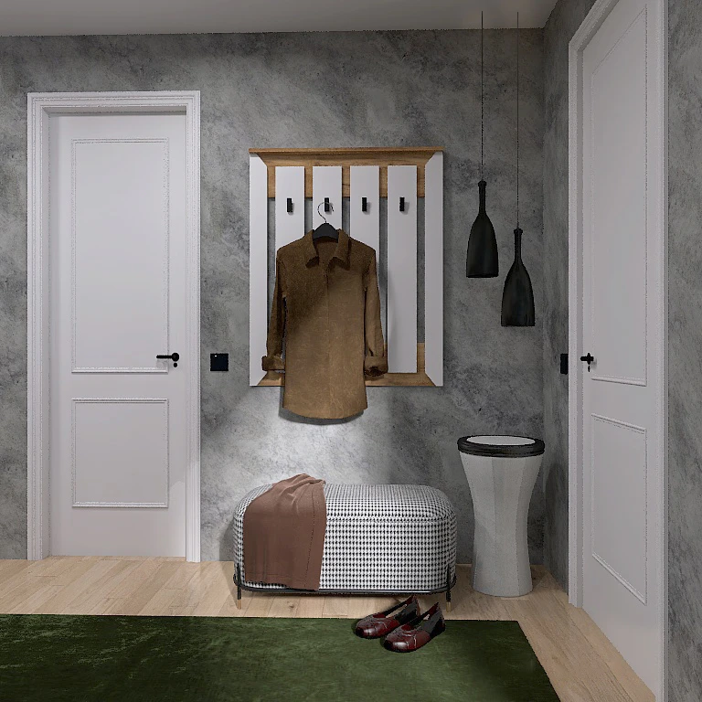 Вішалка настінна Еверест Нордік-900 90х6х110 см Білий + Дуб крафт золотий (DTM-5517) - 2