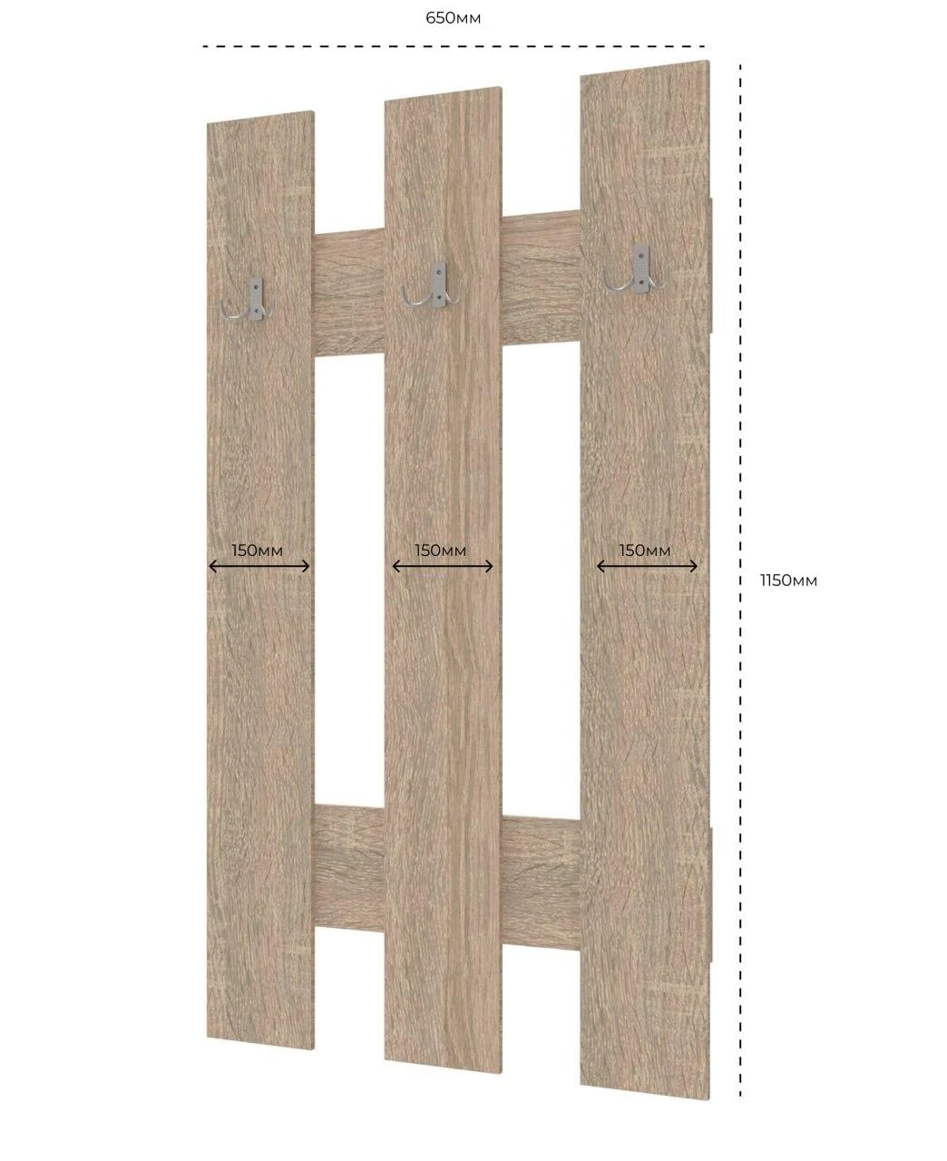 Вішалка для одягу Doros Н1 Дуб Cонома 65х3,2х115 (DRS-011559) - 2