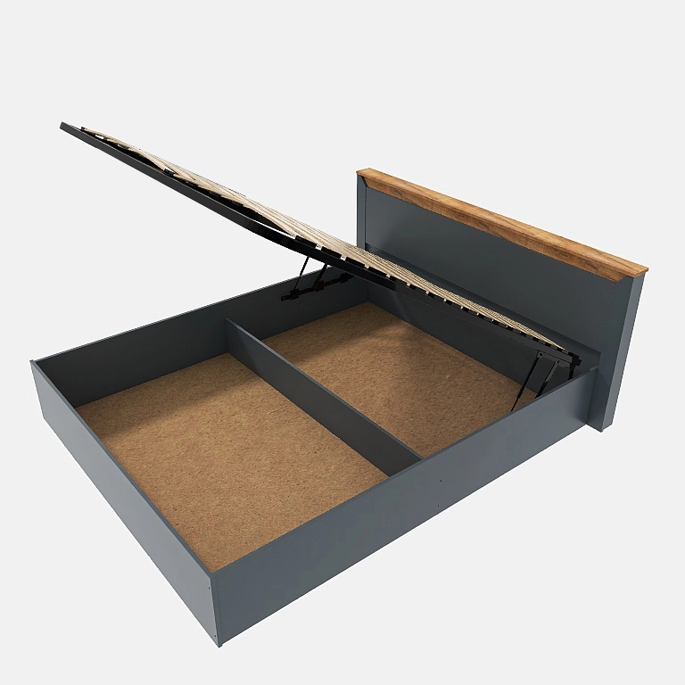 Ліжко двоспальне Еверест Нордік-1400 (підйомний механізм) 140х200 см Графіт + Дуб крафт золотий (DTM - 2