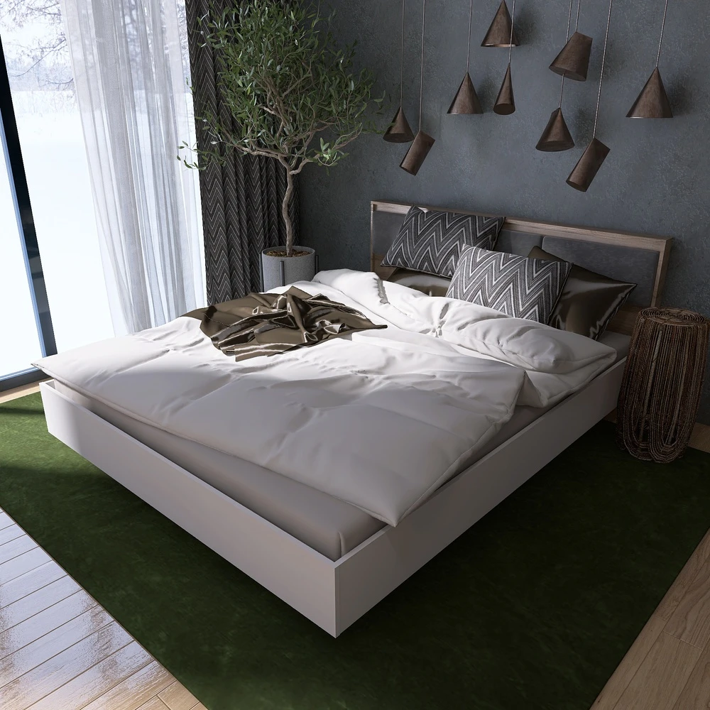 Ліжко двоспальне з підйомним механізмом Еверест Сіті-1400 200,5х148,8х82,6 см Дуб сонома/Білий (DTM-