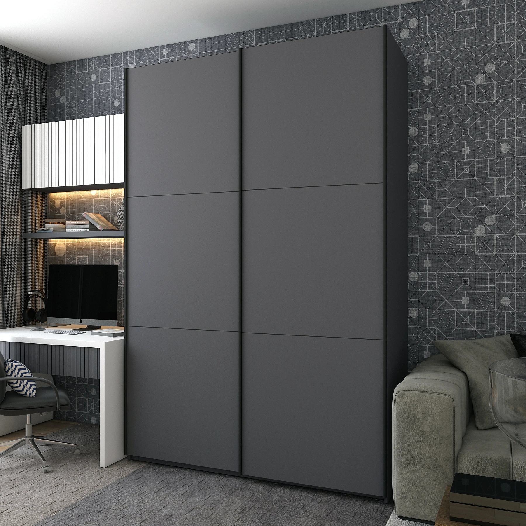 Шафа-купе двохдверна Doros G-Caiser 160х60х240 см Графіт (DRS-011035)