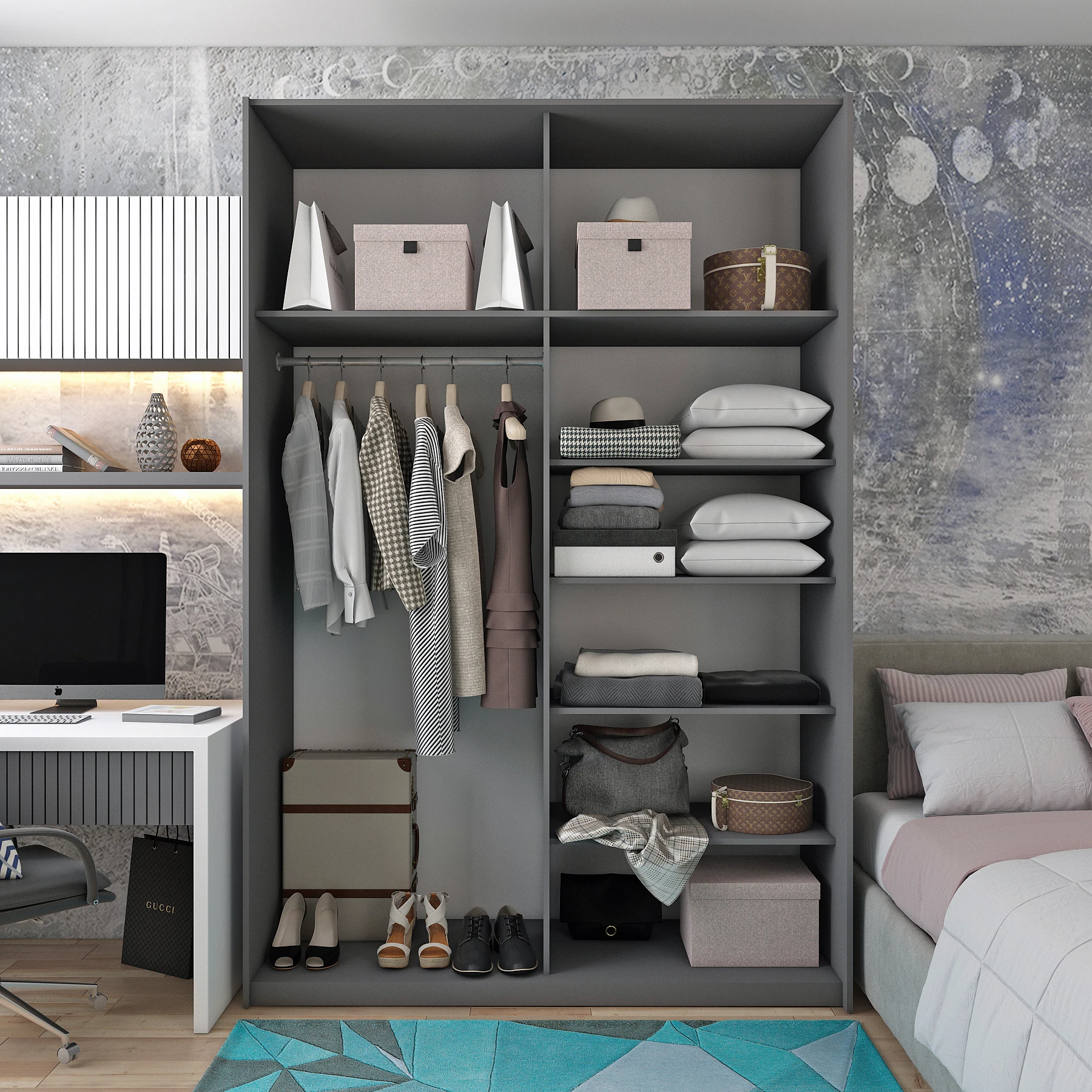 Шафа-купе двохдверна Doros G-Caiser 160х60х240 см Графіт (DRS-011035) - 2