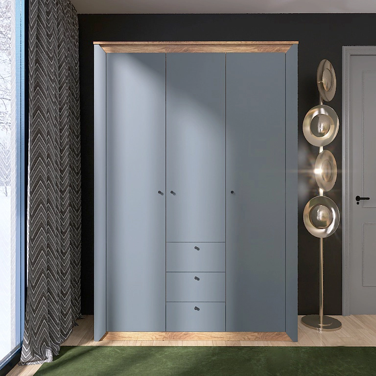 Шафа тридверна Еверест Нордік-1400 Графіт + Дуб крафт золотий (DTM-5538)