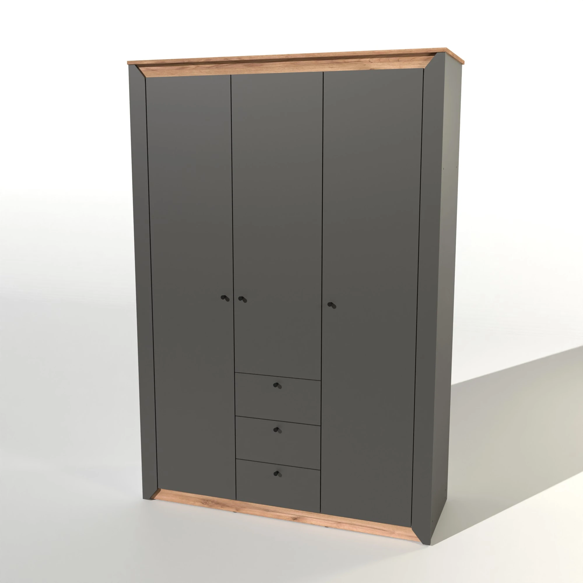 Шафа тридверна Еверест Нордік-1400 Графіт + Дуб крафт золотий (DTM-5538) - 2