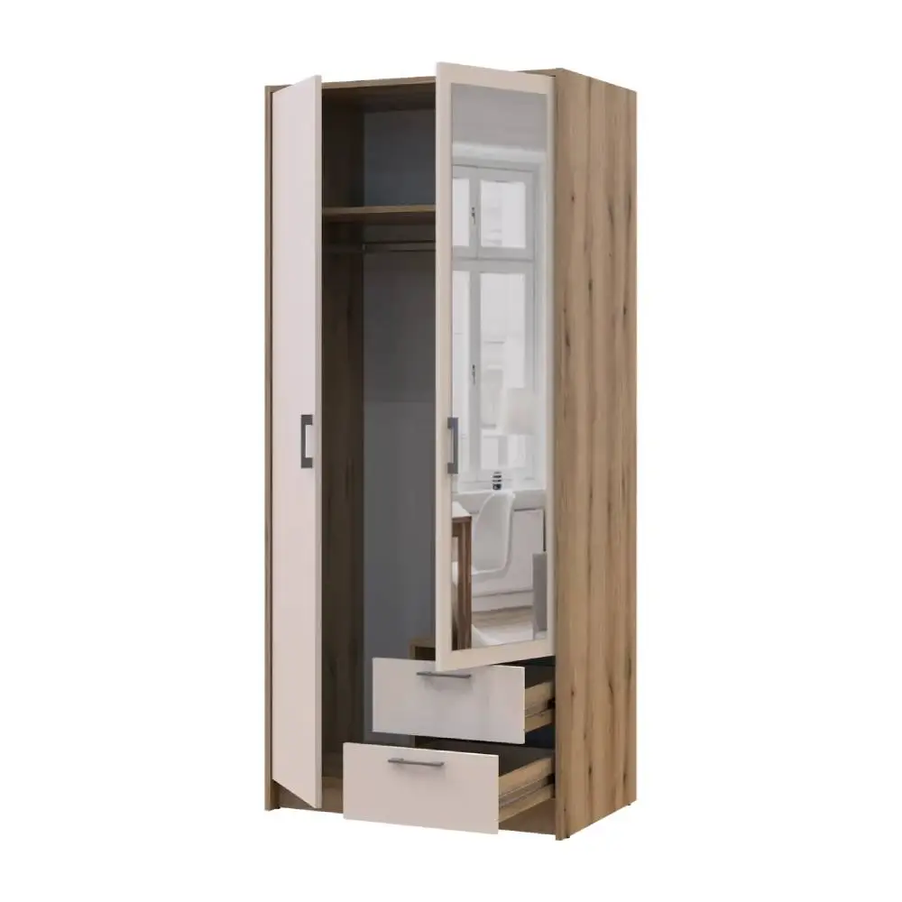 Шафа для одягу Doros Ронді з дзеркалом Дуб Артизан/Кашемір 2ДСП 82х52х195 DRS-011672 (80737807) - 2
