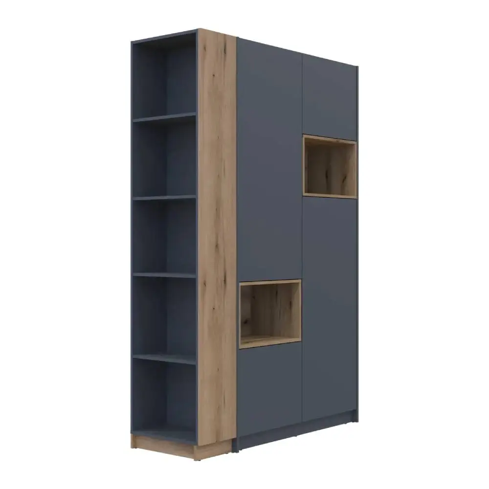 Шафа для одягу з нішою та етажеркою Doros Дейл Графіт/Дуб Евок 2 ДСП 143.2х52х220 DRS-011734 (420051 - 2