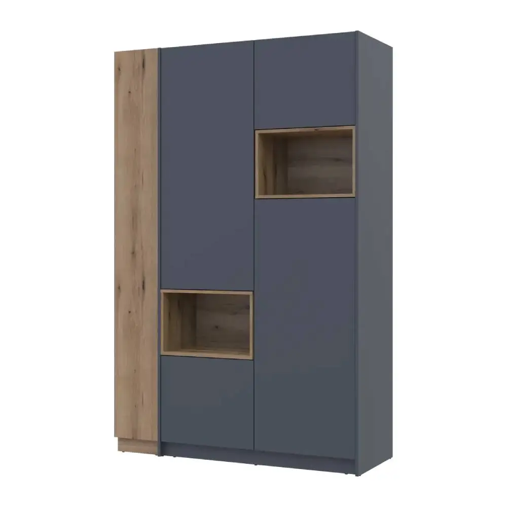 Шафа для одягу з нішою та етажеркою Doros Дейл Графіт/Дуб Евок 2 ДСП 143.2х52х220 DRS-011734 (420051