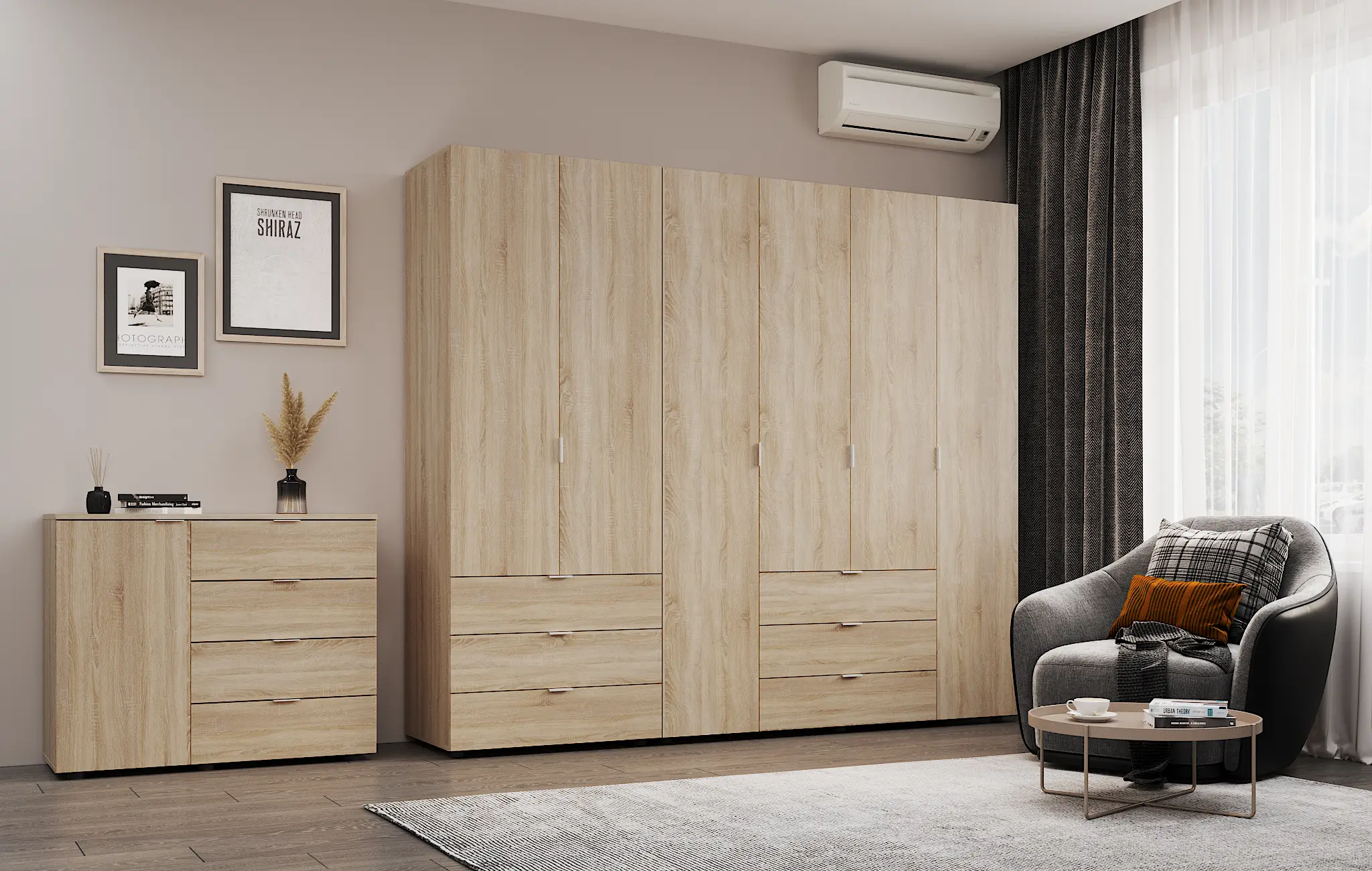 Комплект шаф для одягу Doros Гелар (2 шт.) 232,5х49,5х203,4 см Дуб сонома (DRS-011105)