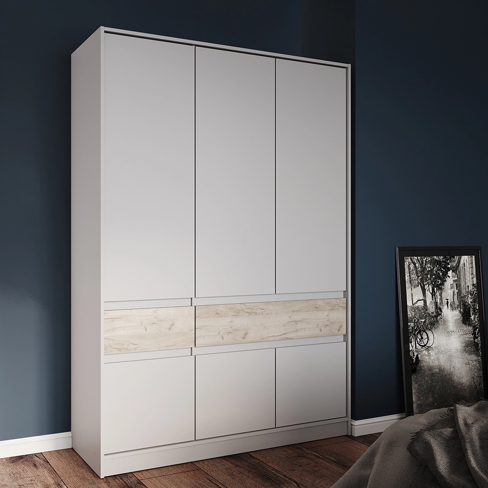 Шафа розпашна для одягу з висувними шухлядами (полиці - штанга) Эверест Стайл-1400 140х53х203 см Каш