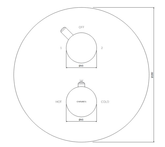 змішувач для ванни та душу прихованого монтажу з термостатом Omnires Y nickel (Y1236RONI) - 2