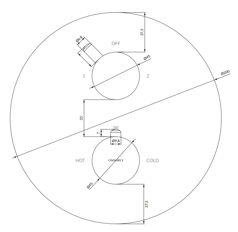змішувач для ванни та душу прихованого монтажу з термостатом Omnires Y brushed brass (Y1236ROBSB) - 2