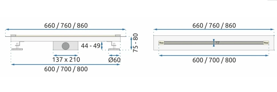 трап Rea Neo Ultra Slim Pro, золотий, 700 мм (REA-G9804)