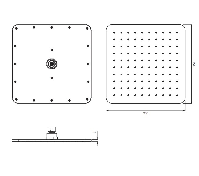 верхній душ Omnires Slimline black 25x25 cm (WG225/OBL) - 2