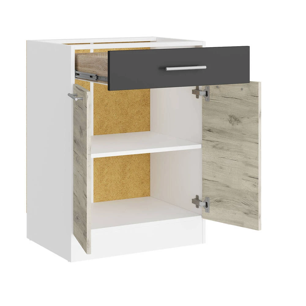 Кухонний модуль нижній з шухлядою Еверест Еко 600 дуб крафт білий/графіт/білий (без стільниці) 60х46 - 2