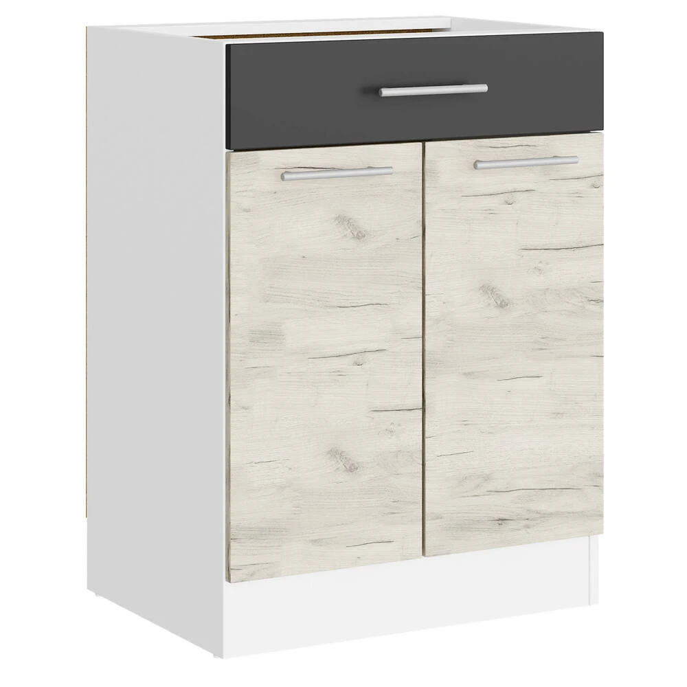 Кухонний модуль нижній з шухлядою Еверест Еко 600 дуб крафт білий/графіт/білий (без стільниці) 60х46