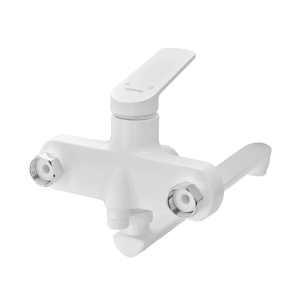 Змішувач для ванни Plamix Lucas-006 EURO SET White з шлангом, лійкою та кронштейном (PM0709) - 2