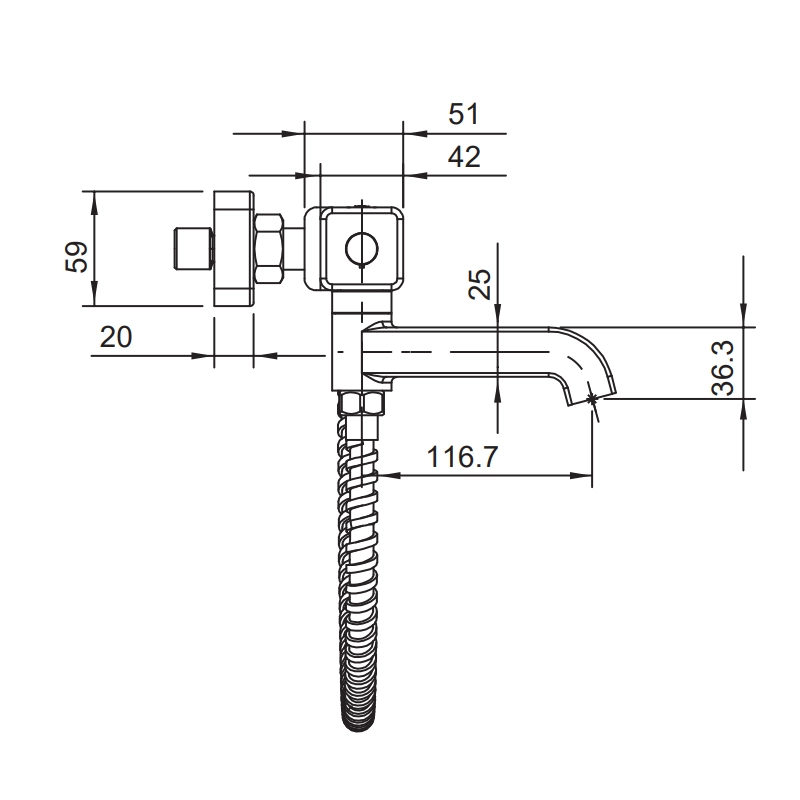 Змішувач для ванни термостатичний настінний з коротким виливом у комплекті зі шлангом 150 см, ручною - 2