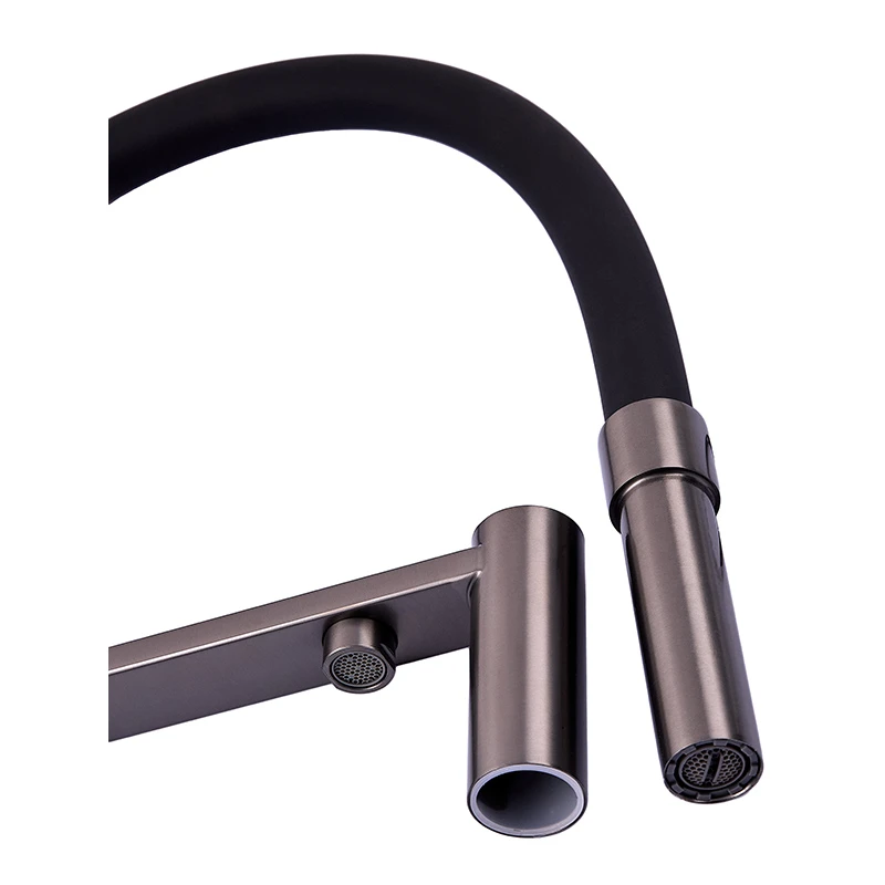 Змішувач для кухні з гнучким виливом на дві води Zerix KIT-021 Graphite REFL.Black з нерж. сталі (ZX - 2