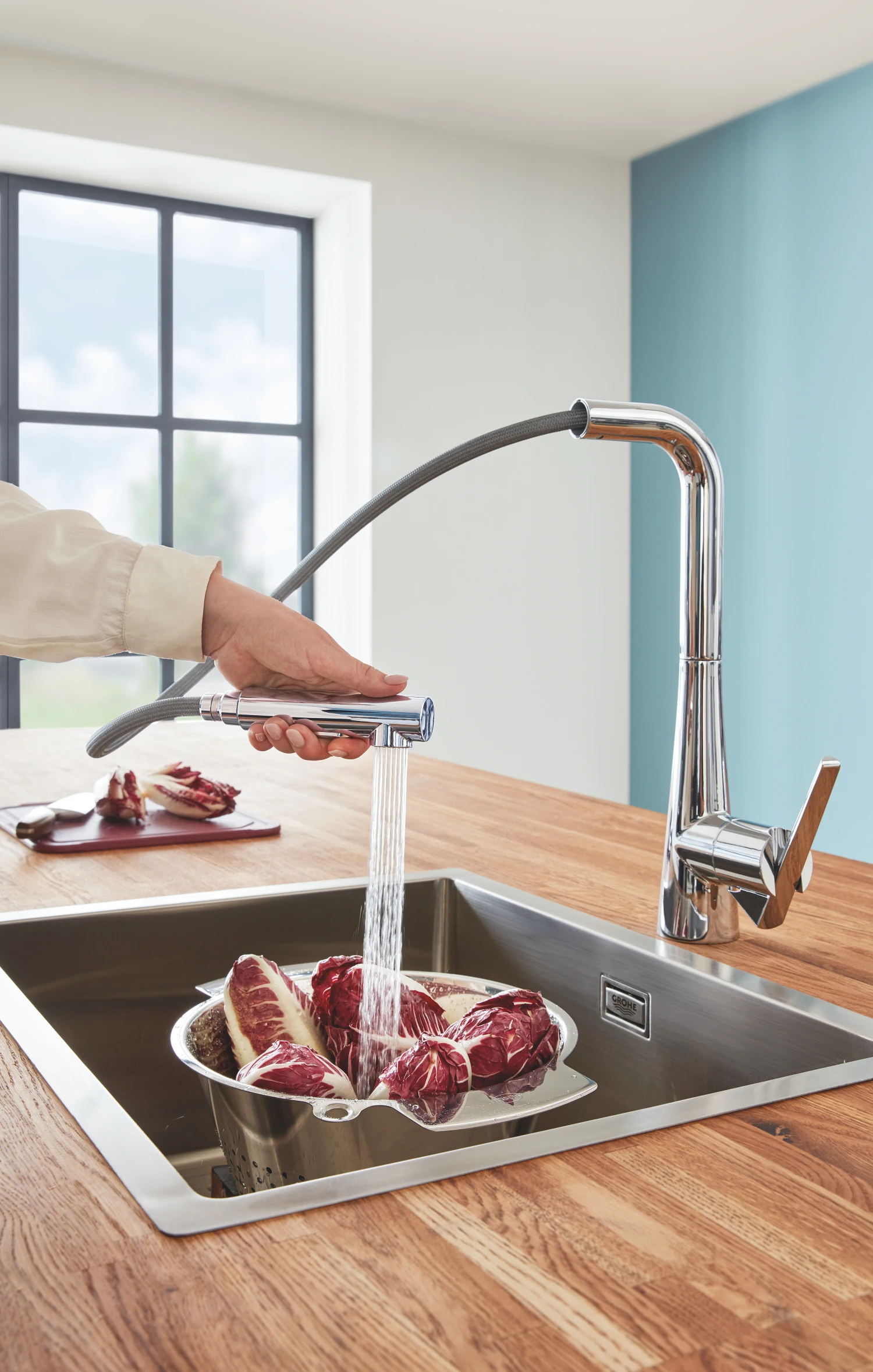 Змішувач для кухні з висувним виливом Grohe Zedra (32553002) - 2