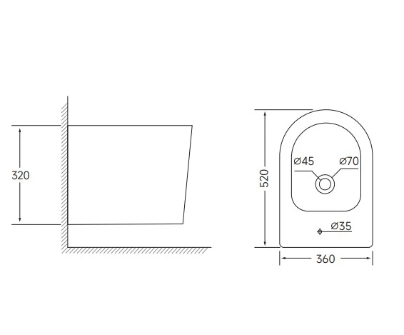 Біде підвісне Mixxus BEVEL-0502 520x360x320mm (MI6715) - 2