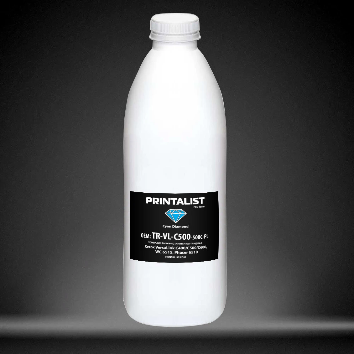 Тонер PRINTALIST для Xerox VersaLink C400/C500/C600, WC 6515, Phaser 6510 бутль 500г Cyan (TR-VL-C50