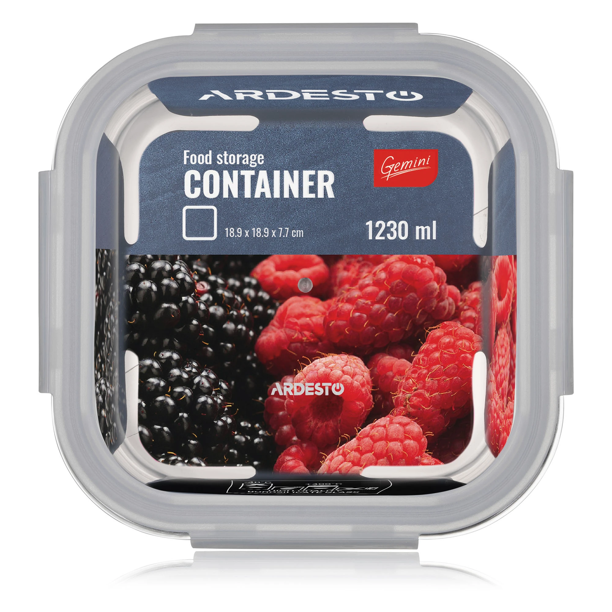 Контейнер для зберігання харчових продуктів ARDESTO Gemini 1.23л, боросилікатне скло, пластик, квадр - 2