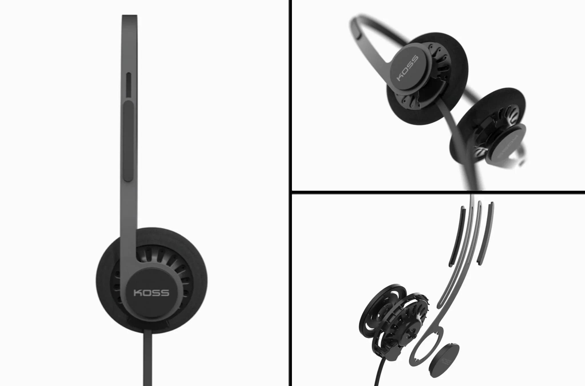 Навушники On-Ear Koss KPH40 Utility, 3.5 mini-jack, 1.2м, Сірий - 2