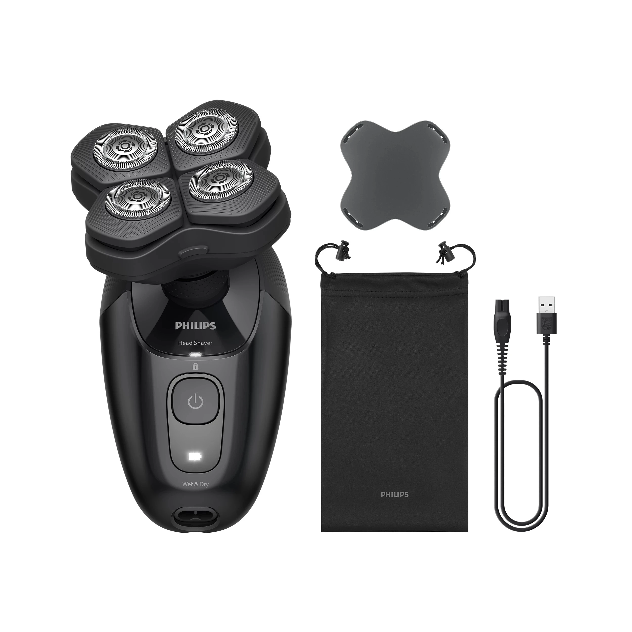 Бритва електр. для голови  Philips роторна Pro Series 5000, бритв.головок-4, Li-Ion, сух.+волог., чо