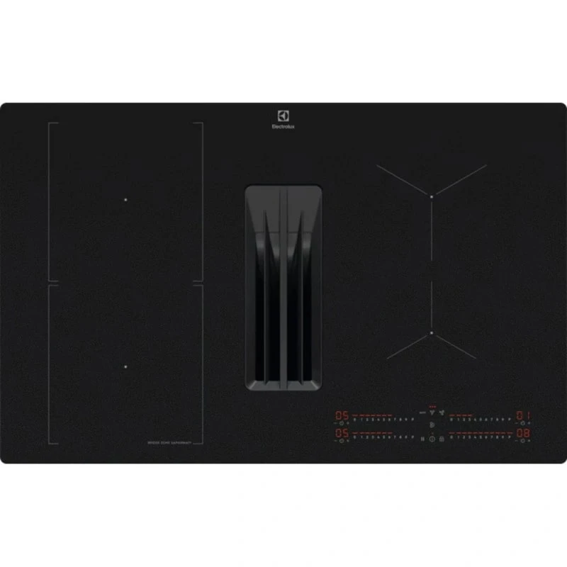 Варильна повверхня Electrolux індукційна, 80см, розширена зона, вбудована витяжка, чорний матовий