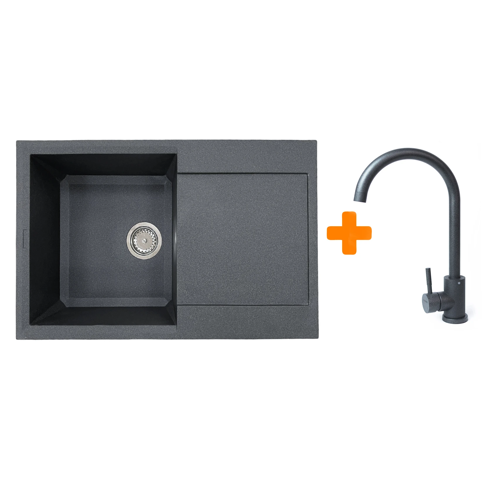 Набір кухонний Adamant Horizon, штучний камінь, прямокут., з крилом, 780х495х230мм, чаша - 1, врізна