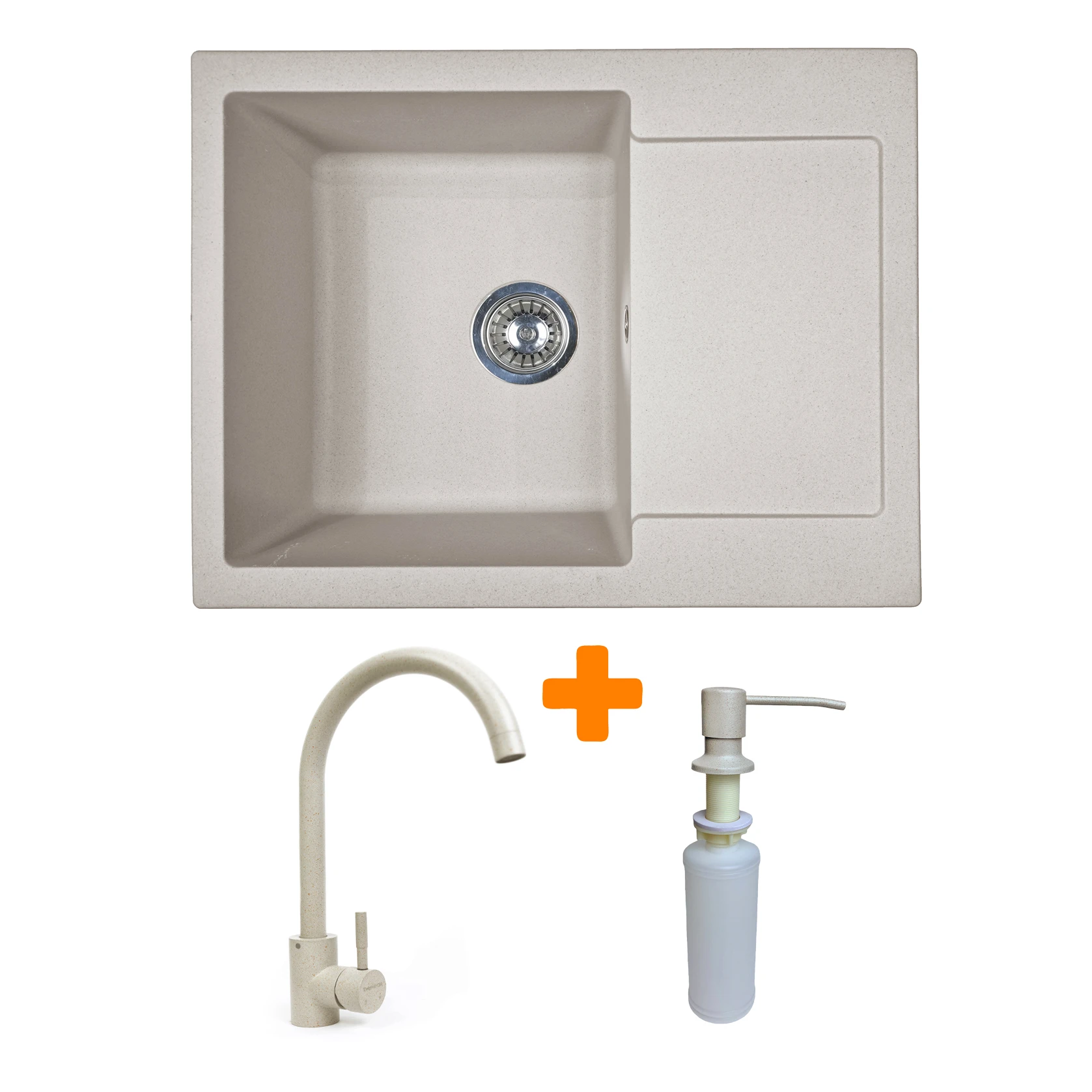 Набір кухонний Adamant Minimal, штучний камінь, прямокут., з крилом, 615х495х200мм, чаша - 1, врізна