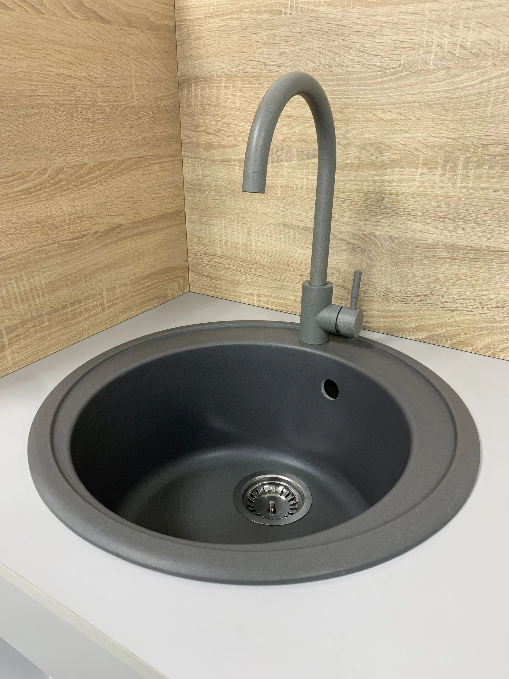 Мийка кухонна Adamant Sun, штучний камінь, кругла, без крила, 510x200мм, чаша - 1, врізна, сірий - 2