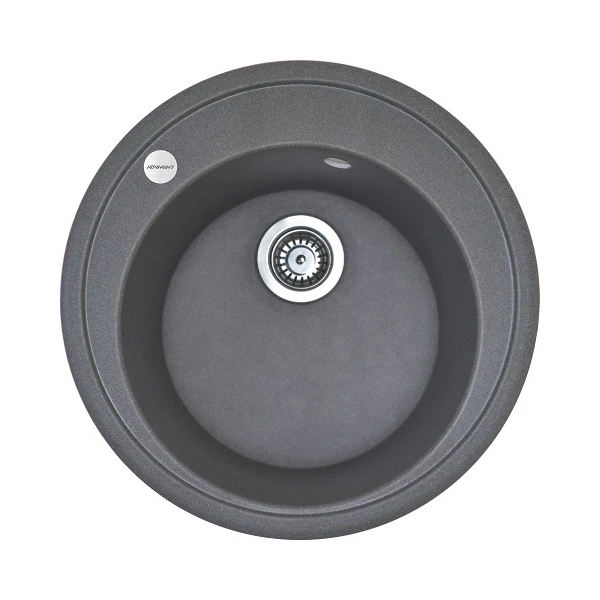 Мийка кухонна Adamant Sun, штучний камінь, кругла, без крила, 510x200мм, чаша - 1, врізна, сірий