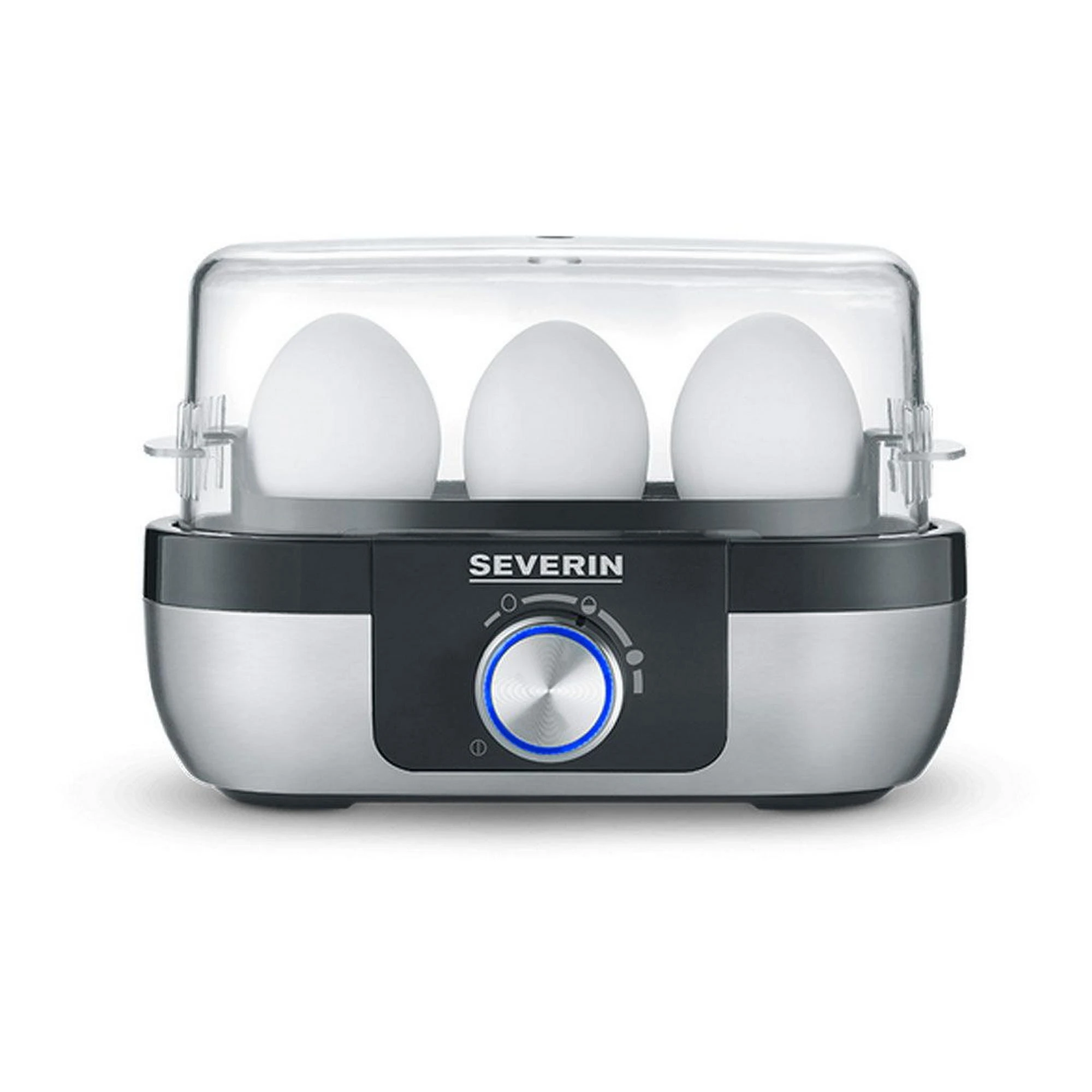 Яйцеварка Severin 270Вт, механічне керування, на 3 яйця, звуков., сигнал, пластик, сіро-чорний