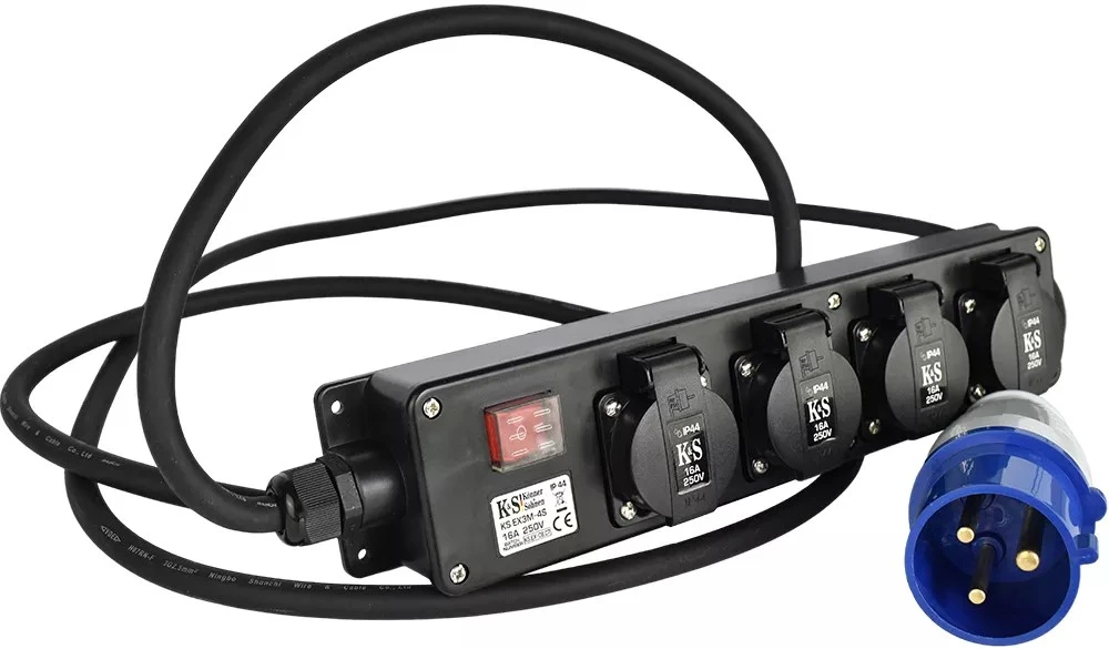 Подовжувач-адаптер мережевий Konner&Sohnen KS EX3M-4S, 3м, 4xТипF, 16A, чорний - 2