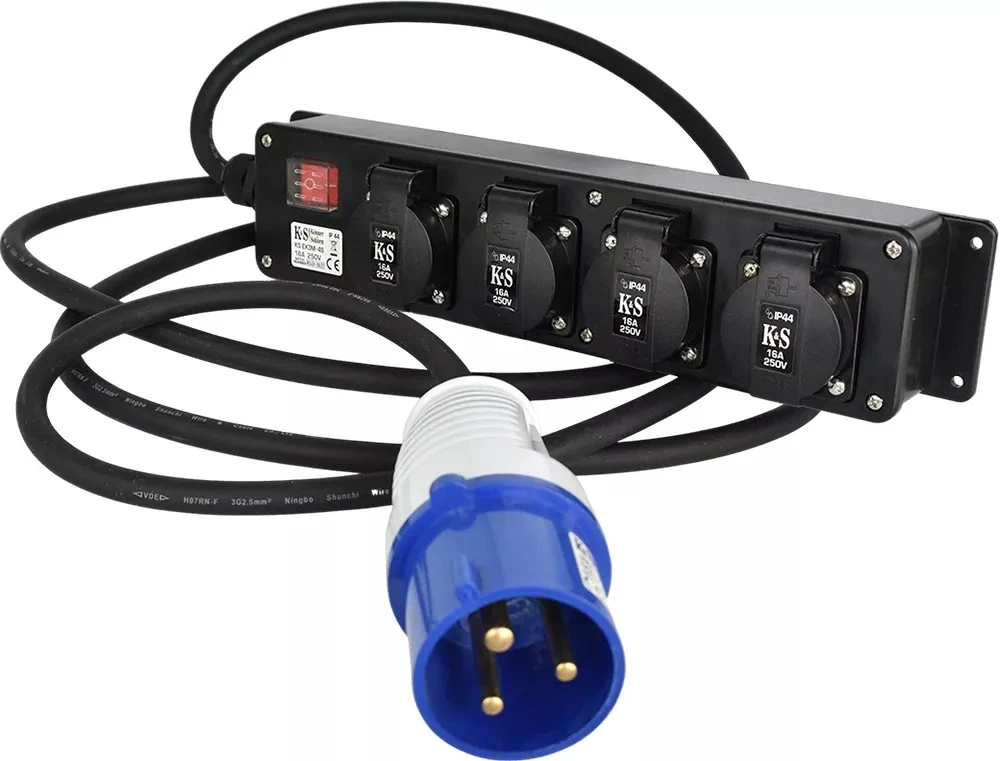 Подовжувач-адаптер мережевий Konner&Sohnen KS EX3M-4S, 3м, 4xТипF, 16A, чорний