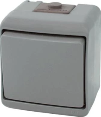 Вимикач ETI, 1-клавішний VHE-1-SR (сірий, IP54)