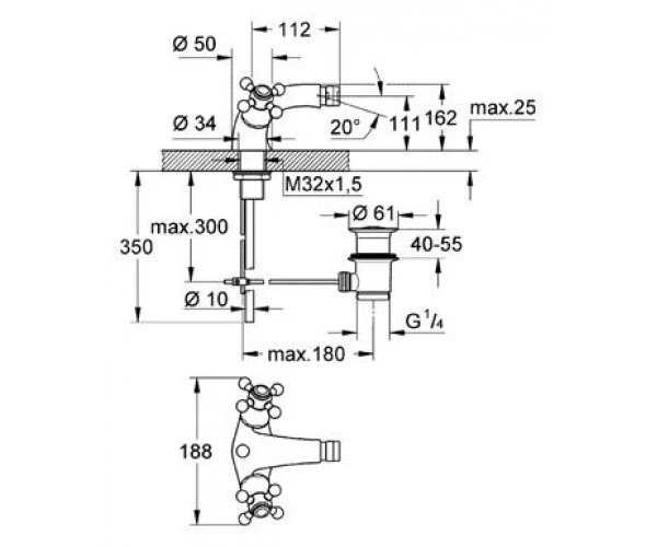 SINFONIA-змішувач GROHE 24003000 IG на біде, хром-золото - 2
