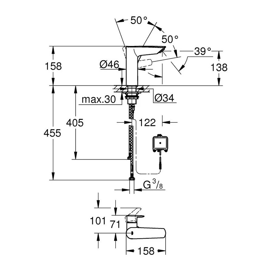 Змішувач для умивальника GROHE EUROSMART NEW 23975003, хром - 2