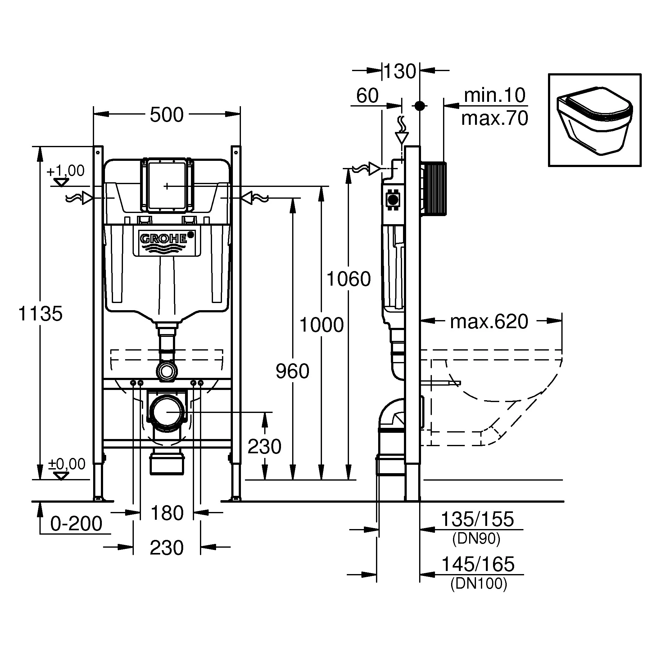 Інсталяція для унітаза GROHE RAPID SL 388400WG - 2