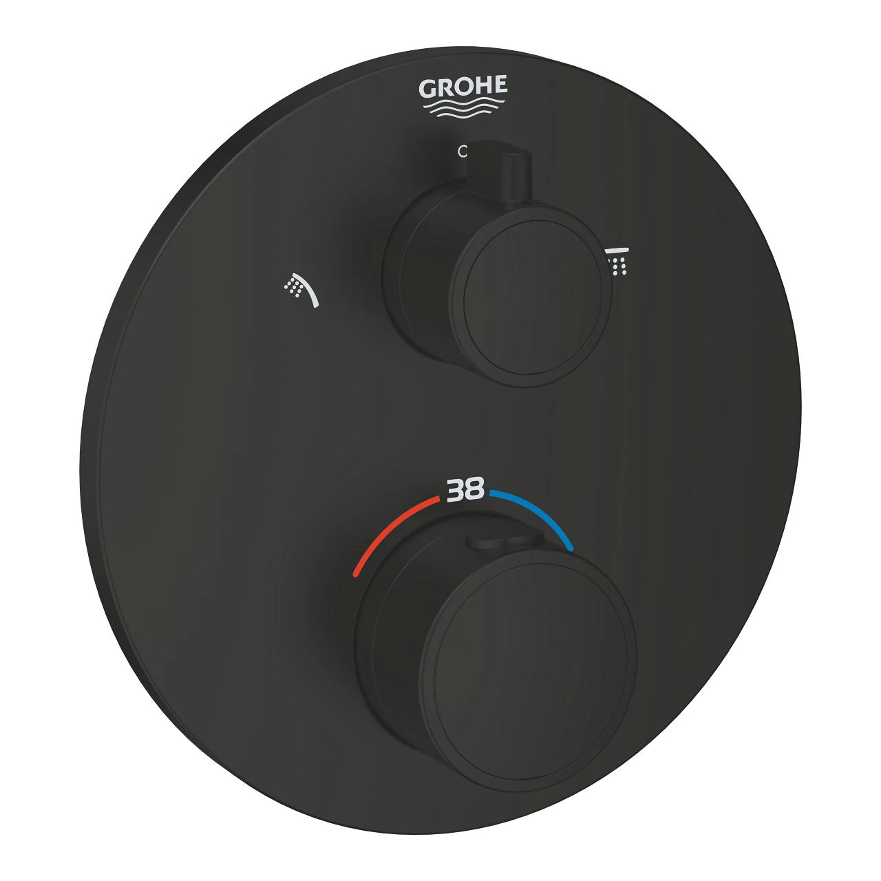 GROHTHERM термостат для душу з перемикачем  на 2 положення  ванна/ душ, ПМ, колір чорний матовий