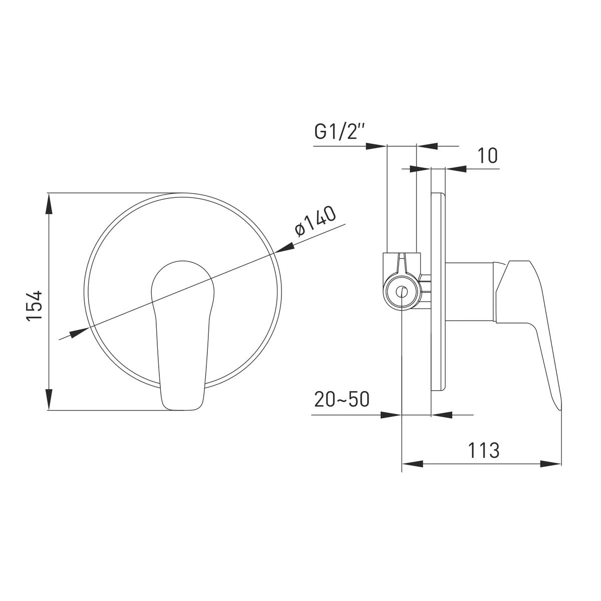 DIOS змішувач прихованого монтажу, 1-F, cromo - 2