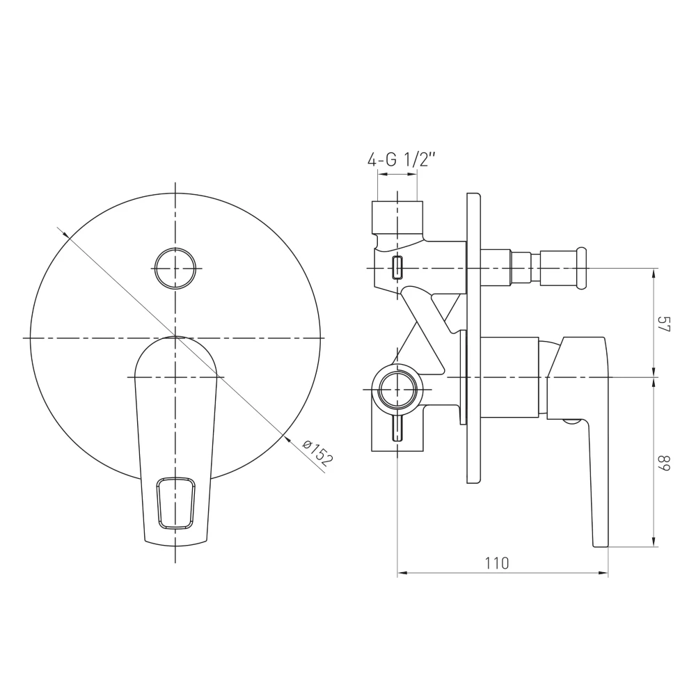 SOLAR змішувач прихованого монтажу, 2-F, cromo - 2